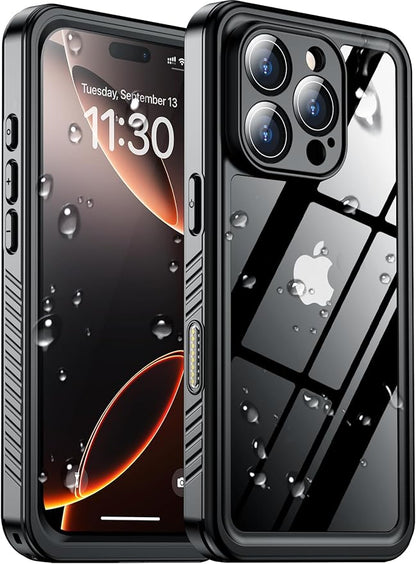 SPIDERCASE for iPhone 16 Pro Max Case Waterproof, Built-in Screen & Camera Protector [IP68 Underwater][Full Body Shockproof][Dustproof] 12FT Heavy Duty Rugged Phone Cover 6.9 inch, Black