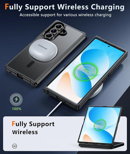 FNTCASE for Samsung Galaxy Z Fold7 Case: [Fit for Magsafe] [Screen Protector] Magnetic Translucent Matte, Military Grade Drop Protection, Shockproof Protective for Fold 7 Phone Cover (Black 8.0 inch)