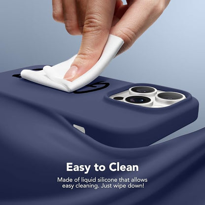 GONEZ for iPhone 14 Pro Case, Compatible with Magsafe, with Screen Protector + Camera Lens Protector, Soft Anti-Scratch Microfiber Lining, Shockproof Liquid Silicone Phone Cover, Midnight Blue