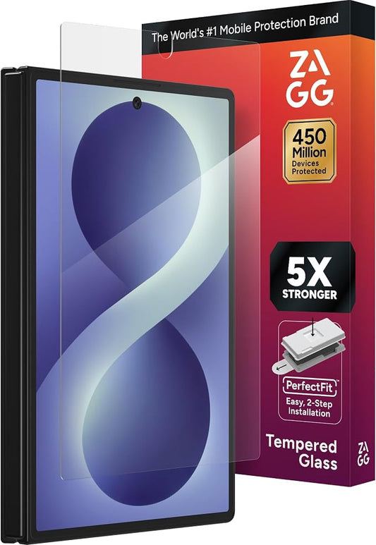 ZAGG Glass Elite Samsung Galaxy Galaxy Z Fold8 Screen Protector | Front Screen, 5x Stronger Tempered Glass, Fingerprint Scanner Compatible, 30% Recycled Glass, InvisibleShield, Easy Install
