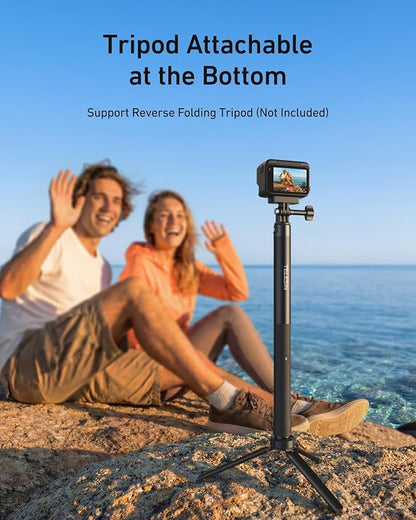 TELESIN Power Grip Selfie Stick for DJI OSMO Namo Action 6 5 Pro 4 3,GoPro Hero 13 12 11,Insta360 X5 X4 Action Camera & Phone, 40.16"Extension Charging Handle Grip, Portable Battery Power Selfie Pole