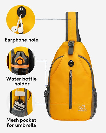 WATERFLY Crossbody Sling Backpack Sling Bag Travel Hiking Chest Bag Daypack