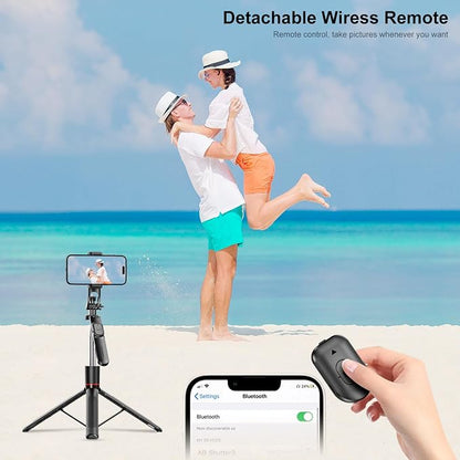 67" Selfie Stick Tripod for iPhone with Remote Control, Phone Holder and 1/4” Screw, Extendable Travel Essentials Tripod for Cell Phone, Camera, Phone Stand for Video Recording