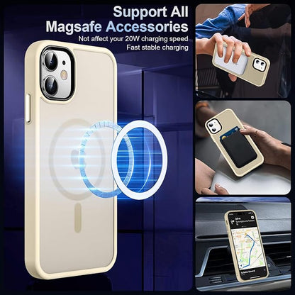 MOCCA Strong Magnetic for iPhone 12 Case/iPhone 12 Pro Case, Compatible with Magsafe, Mil-Grade Drop Protection, Slim Shockproof Translucent Protective Phone Case for iPhone 12/12 Pro, Light Gold