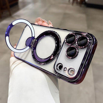 LXK Magnetic Invisible Stand for iPhone 17 Pro Max Case 6.9" Compatible with MagSafe, Military-Grade Protection, with Camera Protector, Clear Scratch-Resistant Back Cover for 17 ProMax, Purple