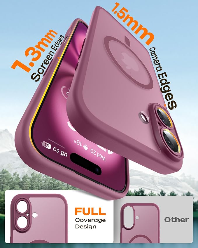 TOCOL for Phone 16 Case, Compatible with Magsafe Charger, Full Camera Protection, Drop Protection, Translucent Matte Phone Case for iPhone 16 6.1 inch (Plum)
