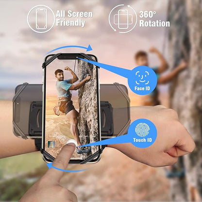 VUP Detachable Running Wrist Band 360°Rotatable for iPhone 17/16/15/14/13/Pro Max/Pro/Mini/12/11, Fits All 4-6.9 Inch Smartphones, with Key Holder,Phone Holder for Hiking Biking (Black)