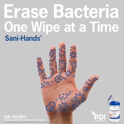 Sani-Hands Hand Sanitizer Wipes, Ethyl Alcohol Wipes with Aloe and Vitamin E, Hand Sanitizer Travel, Home, Outdoor Use, 5.5 in x 8.4 in