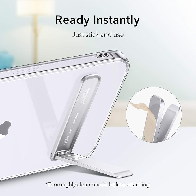 ESR Boost Phone Kickstand, Vertical and Horizontal Stand, Adjustable Angle, Compatible with iPhone Air 17 Pro Max, iPhone 17e/16/15/14/13/12, Samsung Galaxy S26/S25/S24/S23 Series, Google, Silver