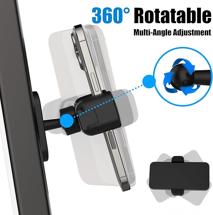 Magnetic Phone Holder for Gym Golf Cart Powerful Magnetic Base Works on Any Metal Surface Ideal for Workout Recording 360° Rotatable Gym Magnet Phone Mount Cradles Compatible with 4-7" Phones