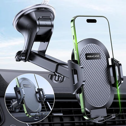 Miracase Phone Holders for Your Car, [Thick Case & Heavy Phone Friendly] Universal Cell Phone Car Mount, 3-in-1 Phone Mount for Car Dashboard Windshield Air Vent Fit for All Smartphones