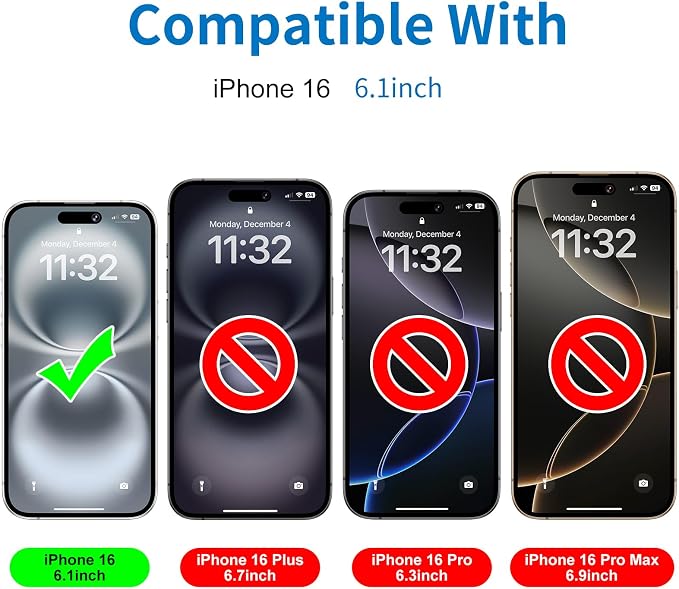 Mothca 2 Pack Matte Glass Screen Protector for iPhone 16 [6.1 inch] + 2 Pack Camera Lens Protector, Anti-Glare & Anti-Fingerprint Case Friendly Tempered Glass Film, Bubble Free, Smooth as Silk