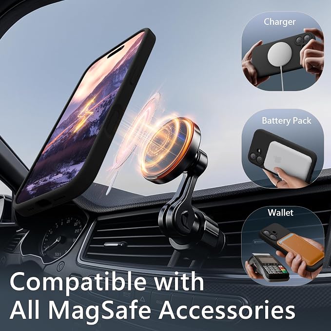 FireNova Magnetic for iPhone 17 Case, Compatible with MagSafe, [Integrated Silicone Camera Control Button] [Camera Protection] Anti-Scratch Microfiber Lining Phone Case, 6.3", Black