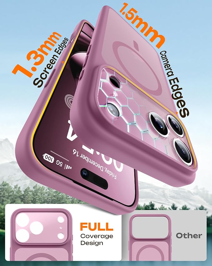 TOCOL for iPhone 17 Pro Case, Compatible with Magsafe Charger, Full Camera Protection, Translucent Matte Phone Case for 17 Pro 6.3 inch (Lilac Purple)
