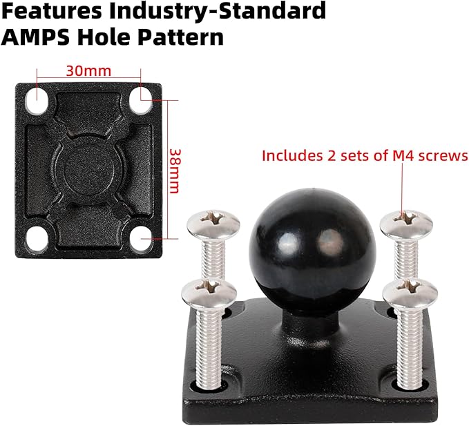 Universal Phone Mount Holder for Car, Truck, Boat - Vibration Dampener, Aluminum AMPS Square Base, Medium Arm, 1s Quick Lock/Release, Camera Friendly, Fits 4.7-7.2" Smartphones