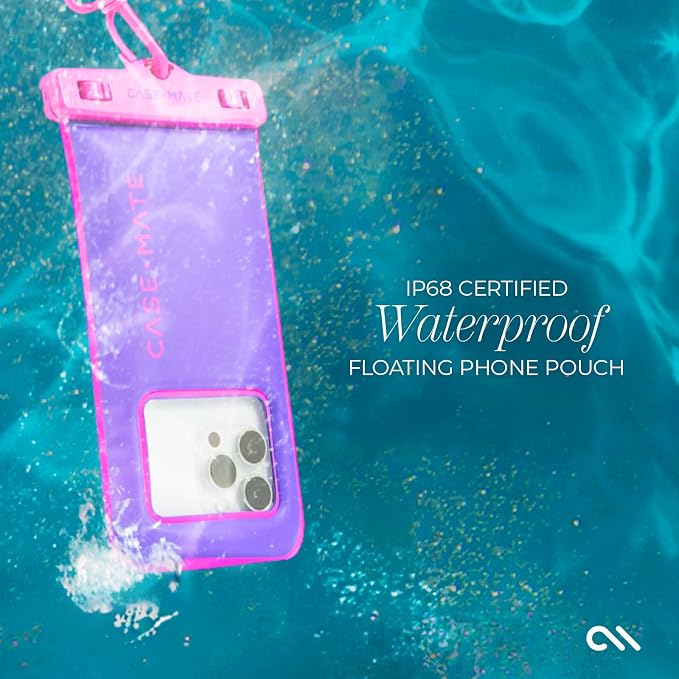 Case-Mate IP68 Waterproof Phone Pouch - Floating Waterproof Phone Case w/Crossbody Lanyard - Beach Cruise Ship Travel Essentials - Compatible with All Devices - Touchscreen Friendly - Purple Paradise