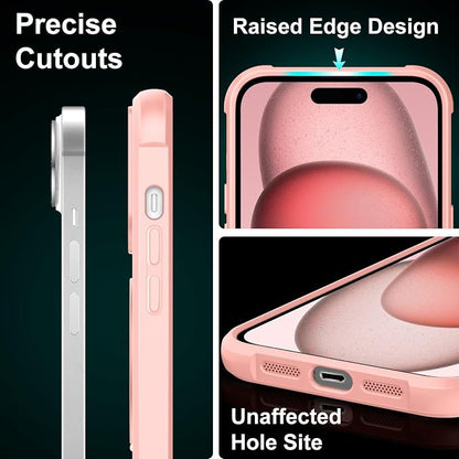 360° Magnetic Swivel Ring for iPhone 15 Plus case, Built-in Metal Stand and Ring Holder, Magsafe Compatible, Military Grade Protection, Shock and Vibration Resistant- Pink