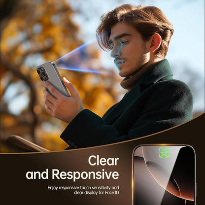 2-Pack for iPhone 16 Pro Privacy Screen Protector,Easy to Install,Anti-spy,Auto-Dust Removal,Military Grade Protection,Bubble-Free,Full Coverage, Case Friendly,9H+ Tempered Glass