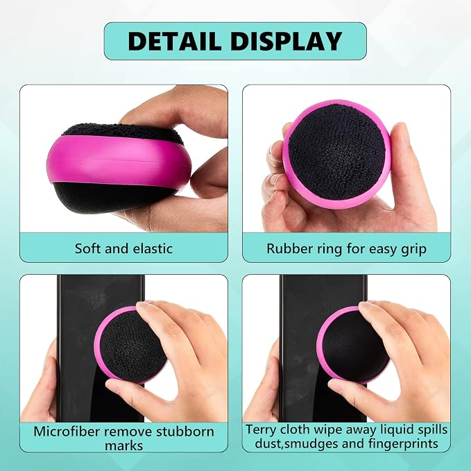 Suclain 16 Pack Touch Screen Cleaner Balls Phone Cleaning Ball Microfiber Touch Car Screen Glass Cleaner for Computer Laptop Monitor Camera Lens Gift(Black,Blue,Rose Red,Purple)