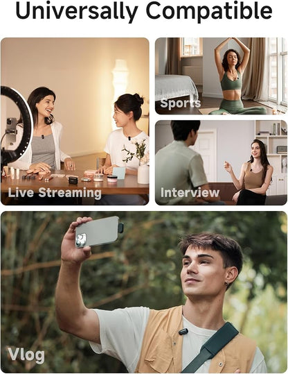 MAONO Wave T1 Mini Wireless Lavalier Microphone for iPhone 17 16 15 & Android with USB-C Plug, Noise Cancellation, AI Voice Filter, 30H Used with Charging Case for Video Recording Vlogging Podcast