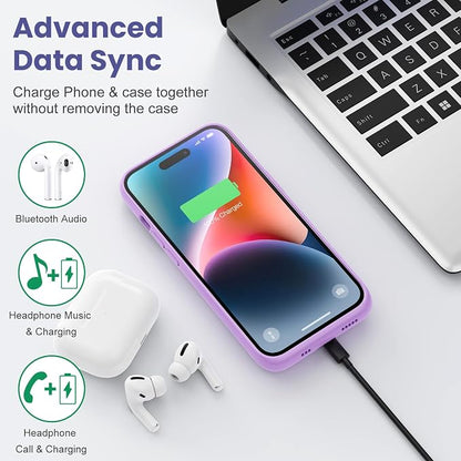 Feob Battery Case for iPhone 14 Pro Max,[2026 Upgraded] 8600mAh Ultra-Slim Portable Extended Charger Case Cover for iPhone 13 Pro Max Charging Case (6.7 Inch)-Purple
