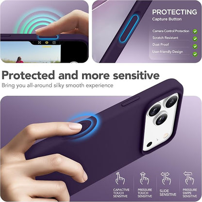 GONEZ Magnetic for iPhone 17 Pro Max Case, Compatible with MagSafe, [Screen Protector + Camera Lens Protector], Liquid Silicone Anti-Scratch Shockproof Protective Phone Case 6.9 inch, Deep Purple
