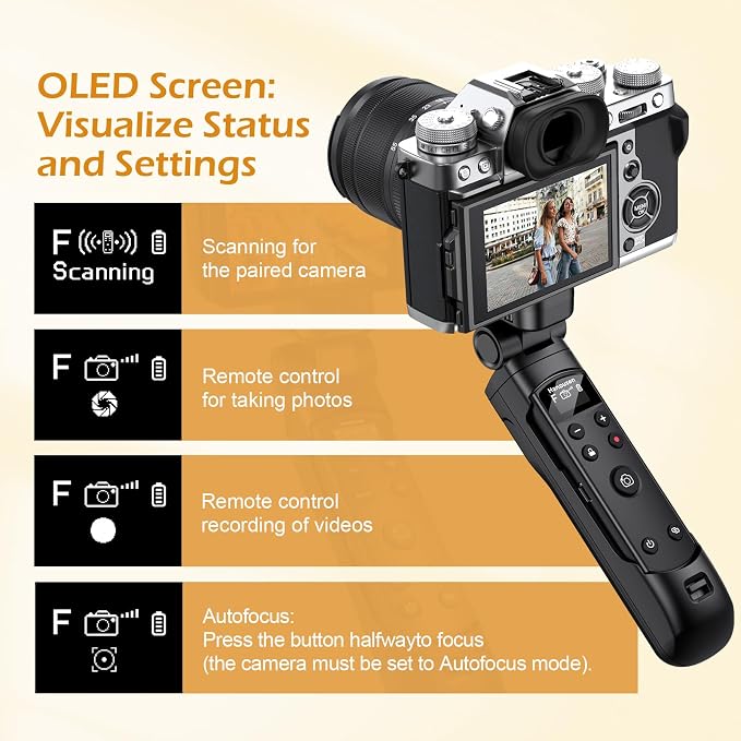 for Fujifilm Tripod Wireless Shooting Grip with Shutter Release - Mini-Tripod with Rechargeable Remote Control for Fujifilm X100 VI/X-M5/X-T30 II/X-E5/X-T5/X half/X-H2S/X-S10/X-S20/X-T50/X-T4/X-T3