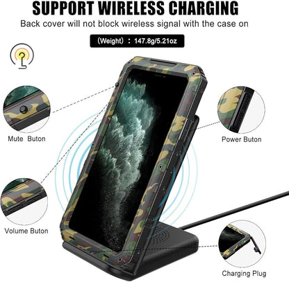 Mitywah Waterproof Case for iPhone 11 Pro Max, Heavy Duty Military Grade Case with Built-in Screen Protector, 360° Full Body Sturdy Metal Frame Protective Armor Case for iPhone 11 Pro Max, Camouflage