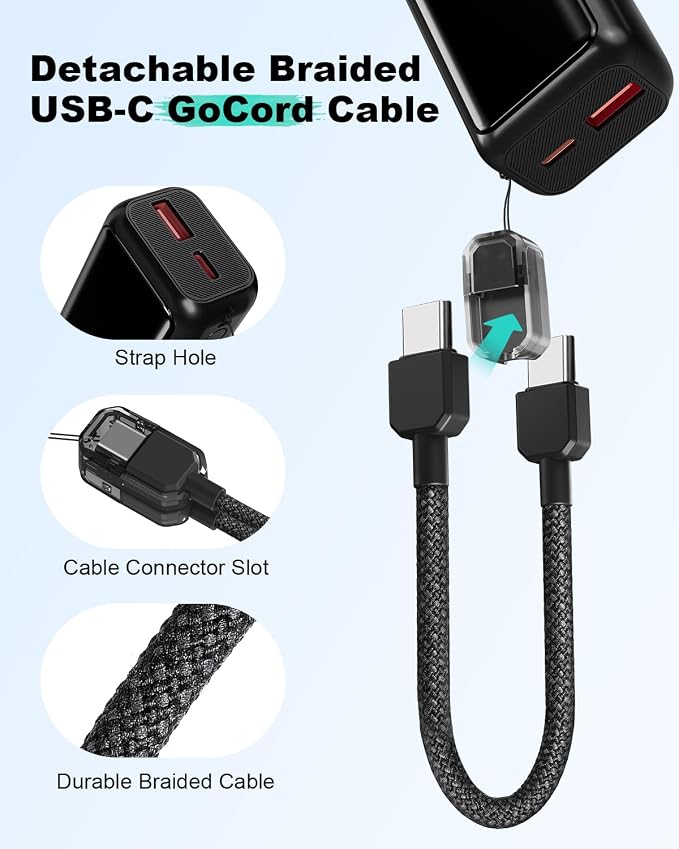 Mini Portable Charger,Small 22.5W PD Power Bank,10000mAh USB C in&Out Fast Charging Pocket Size Battery Pack,Travel Essentials Phone Charger for iPhone 17 16 15 Pro Air,Samsung S24,Android,iPad etc