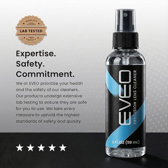 EVEO Eyeglass Cleaner Spray - No Streaks Technology with Microfiber Cleaning Cloth- Glasses Cleaning Kit - Glasses Cleaner Spray with Lens Cleaner Cloth - Screen & Eye Kit - 1 Pack
