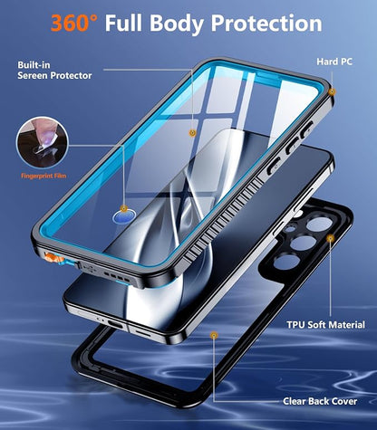 Temdan Designed for Samsung Galaxy S25 Case Waterproof, Built-in Lens & Screen Protector Military Shockproof Dropproof IP68 Underwater Full Body Phone Case for Galaxy S25 5G 6.2"-LightBlue (2025)