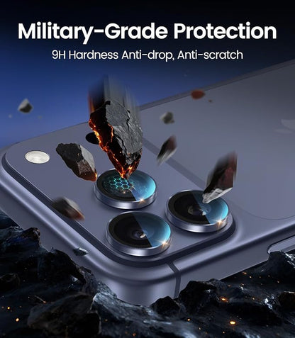 PandaShield 2-Pack Anti-Reflection Camera Lens Protector for iPhone 17/16/15 Pro & Pro Max, Easy Installation, Anti-Scratch, 9H Hardness, 98% Ultra Clarity, Maintains Original Lens Design - Blue
