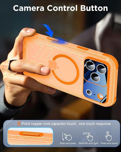 for iPhone 17 Pro Max Waterproof Case with Magsafe, Built-in [Camera & Screen Protector] [Lanyard], IP68 Water Proof Full Body Dustproof Heavy Duty Frosted Protective Phone Cover, 6.9" Orange