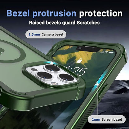 jaroco Magnetic for iPhone 13 Pro Case, [Compatible with MagSafe][Military Grade Drop Protection][Heavy Duty Protection][Non-Slip][Shockproof] 2-Layer Durable Bumper Phone Case 6.1''-Army Green