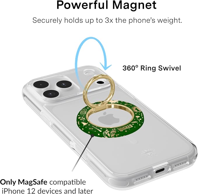 VELVET CAVIAR Compatible with MagSafe Phone Grip 2.0 | Cute Magnetic Ring Holder | Finger Loop Kickstand | Pop On Accessory for iPhone 17, 16, 15, 14, 13, 12 | Elphaba's Magic
