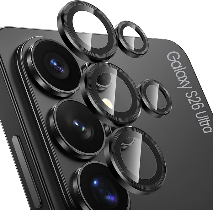 Tensea (3+2PCS Compatible with Samsung Galaxy S26 Ultra Camera Lens Protector, 9H Tempered Glass Camera Cover Screen Protector Metal Individual Ring [Installation Tray][Case Friendly]