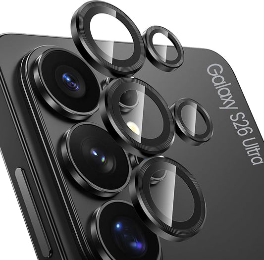 Tensea (3+2PCS Compatible with Samsung Galaxy S26 Ultra Camera Lens Protector, 9H Tempered Glass Camera Cover Screen Protector Metal Individual Ring [Installation Tray][Case Friendly]
