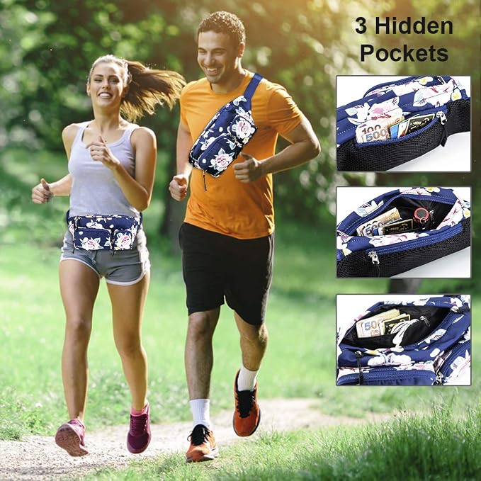 CXWMZY Fanny Packs For Women & Men, Waist Bag Hip Bum Bag Strap Extension Large Capacity Easy Carry Any Phone Passport Wallet for Outdoors Workout Traveling Casual Running Hiking Cycling Dog Walking