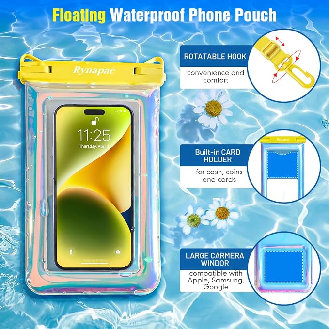 [Up to 8.5''] Floating Waterproof Phone Pouch, IPX8 Underwater Cell Phone Holder with Lanyard for iPhone 17 16 15 14 Pro Max, Galaxy S25 24 Ultra, Beach Cruise Ship Essentials Travel Must Haves