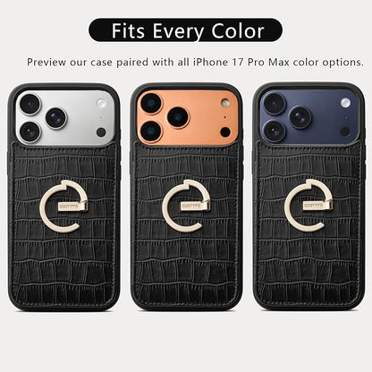 CUSTYPE Compatible with iPhone 17 Pro Max Wallet Case with Card Holder,180°Ring Holder Kickstand Card Slots Case,PU Leather Protective Case for iPhone 17 Pro Max 6.9inch-Black