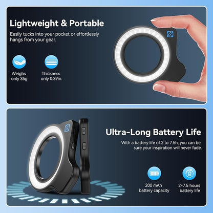 Upgraded Professional Macro Lens for Smartphone with Ring Light, HB100U Macro Photography Lens, Aluminum Phone Camera Lens Kit with Universal Clip. Phone Lens Attachment Fit for iPhone/Android Phone