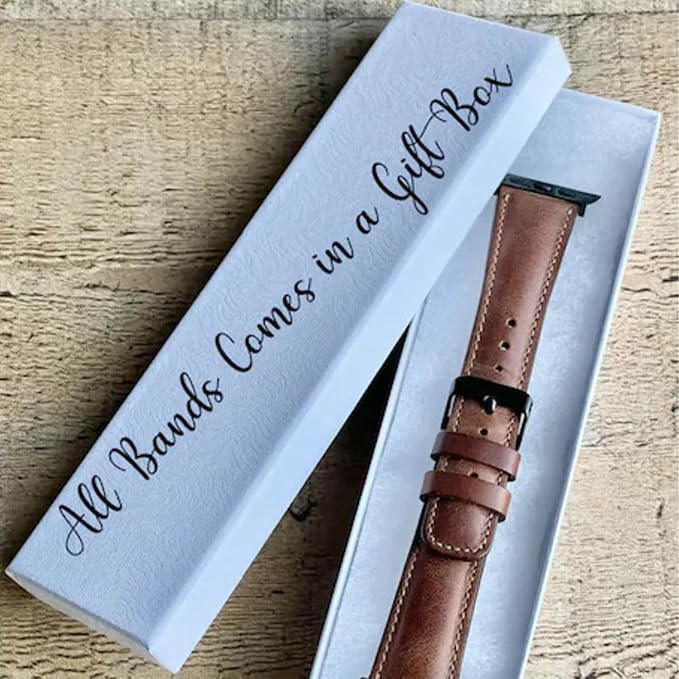 HARDISTON Cuff Watch Band Compatible with Apple 49mm for Men & Women, Handmade Genuine Leather, Compatible with iWatch Series 11 10 9 8 7 6 5 4 3 2 1 SE Ultra, Wrist Bracelet Band, Medium/Band-Red