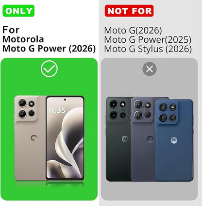 for Motorola Moto G Power (2026) Case, 2 Pack Tempered Glass Screen Protectors, Soft TPU Silicone Shockproof Gel Cover-Midnight Green