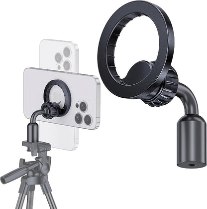 Magnetic Tripod Mount Holder for MagSafe [Upgraded Metal], iPhone Tripod Mount Adapter with 1/4” Screw Hole, Magnetic Phone Tripod Holder Adapter for iPhone 17/16/15/14/13/12 Series