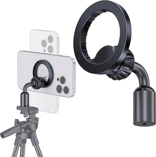 Magnetic Tripod Mount Holder for MagSafe [Upgraded Metal], iPhone Tripod Mount Adapter with 1/4” Screw Hole, Magnetic Phone Tripod Holder Adapter for iPhone 17/16/15/14/13/12 Series