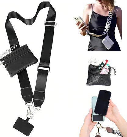 Crossbody Body Phone Holder for Women, New Phone Strap with Zippered Pouch, Adjustable Crossbody Strap