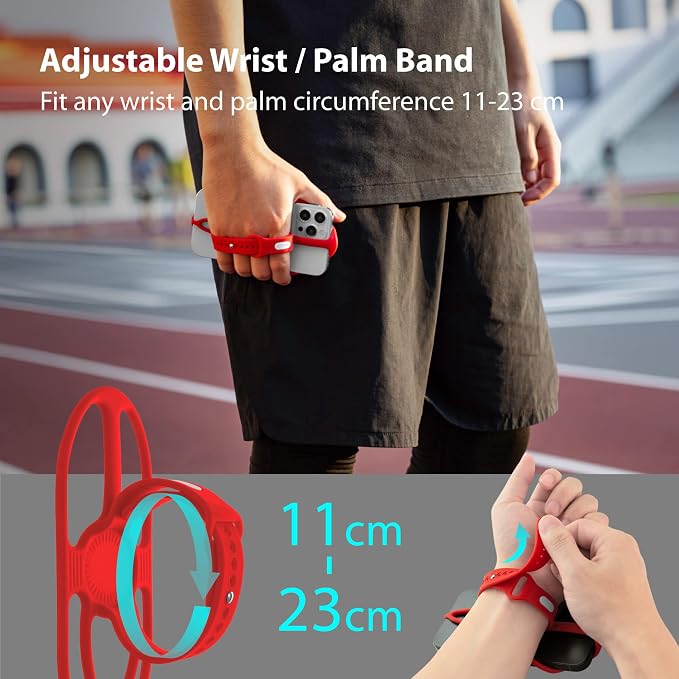 BONE Run Tie Handheld 2, Running Cell Phone Holder, 2-in-1 Handheld/Wristband Design, Adjustable & Skin-Friendly Silicone Strap for Workout, Universal Sport Phone Carrier for Most Smartphone (Red)
