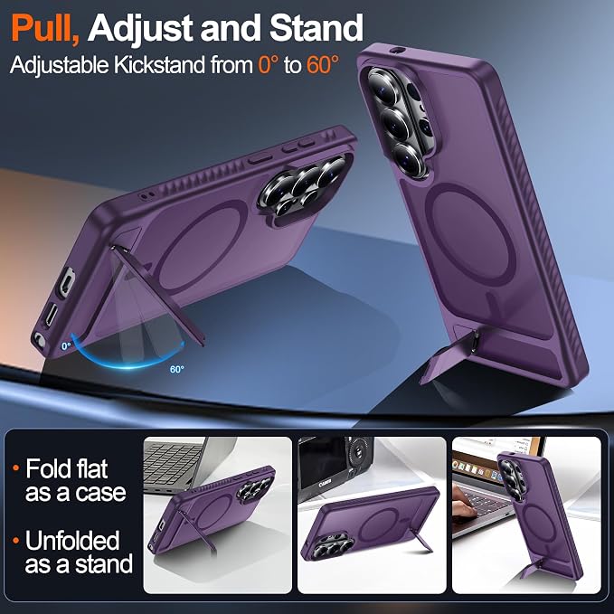 For Samsung Galaxy S26 Ultra Case with Kickstand,1*Screen Protector,[Compatible with Magsafe]Translucent Matte Military-Grade Protection,Magnetic Phone Case for Samsung Galaxy S26 Ultra,6.9"-Purple