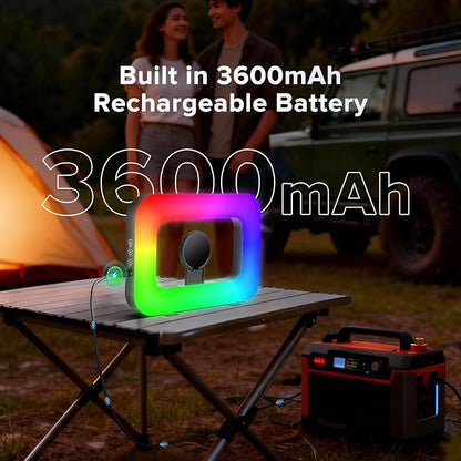 Magnetic RGB Selfie Ring Light for iPhone and Android (with Mini Tripod), Double-Sided Magnet Handheld Stabilizer LED Ring Light, Built-in Battery for YouTube, TikTok, Vlogging, Makeup