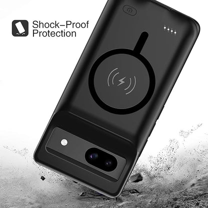 Battery Case for Pixel 8a, Upgraded 10000mAh Battery Pack Rechargeable Charger Case with Wireless Charging Compatible for Pixel 8a (6.1 inch) External Charging Cover(Black)